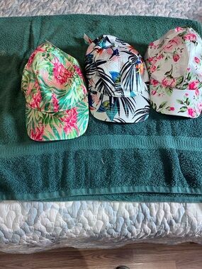 Women’s Floral Baseball Cap - Pink/Green Tropical Print one is new.